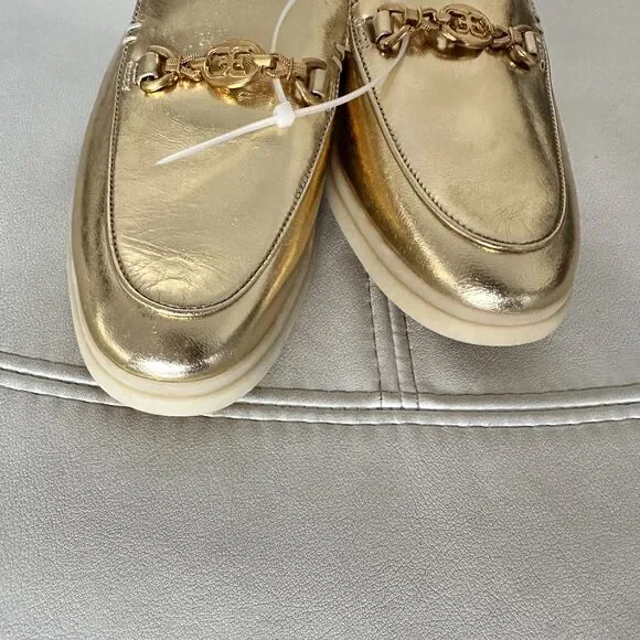Sam Edelman KIRA BIT MULE AMBER GOLD LEATHER Gold Slip-On Loafers Sandals New - Picture 4 of 5